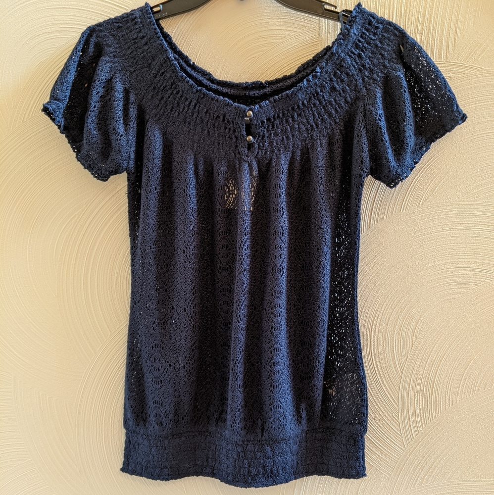 NWT Lucky Brand Navy Loose Knit Top, XS